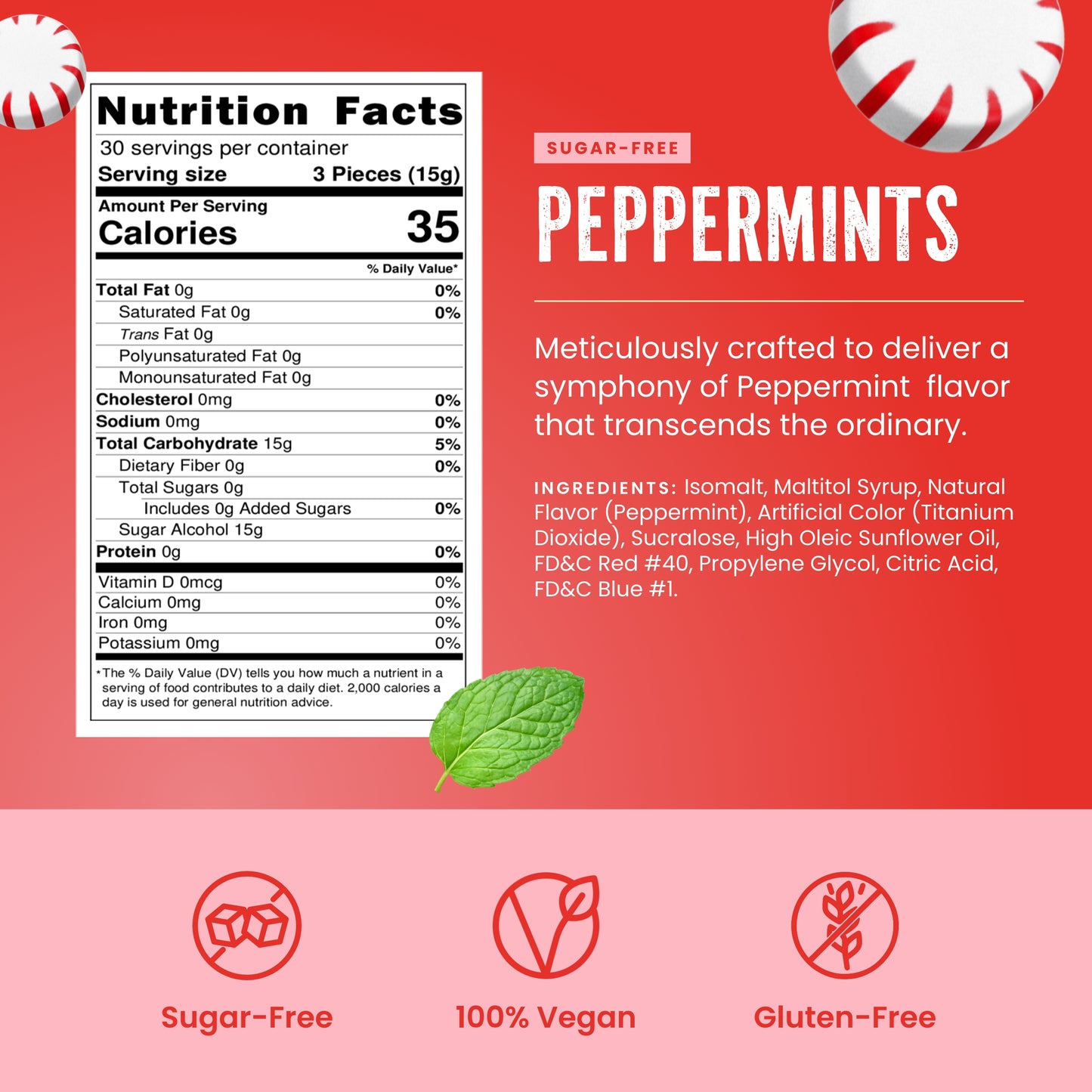 SUGAR FREE PEPPERMINT STARLIGHTS - 1 LB